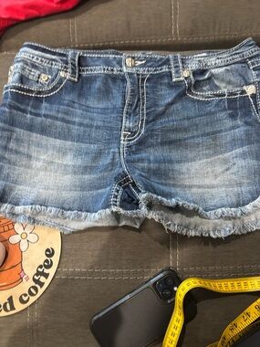 Miss Me Denim Frayed Hem Women's Blue Jean Shorts